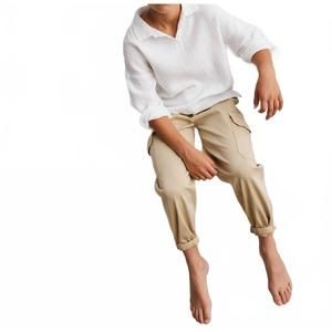 NEW MY LITTLE COZMO kids soft gauze polo shirt in ivory
